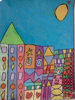 Buildings in the style if Paul Klee