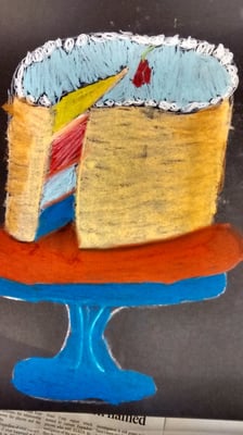 In the style of Wayne Theibaud using soft pastels