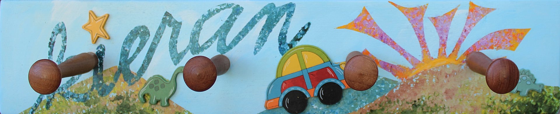 Customized, 4-Peg, hand constructed and painted $65