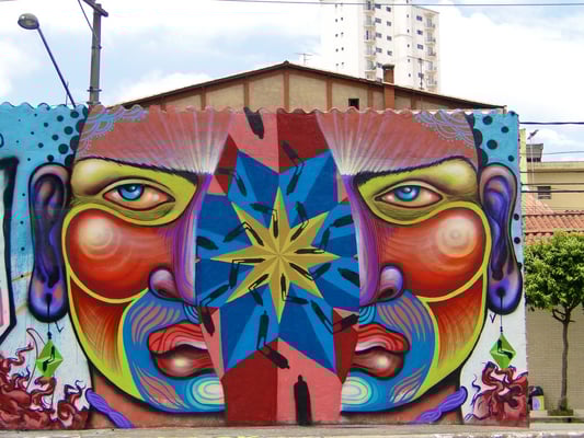 "O individualismo que nos Separa"...  Graffiti by Shalak and Sapiens.  Sao Paulo, Brazil. 2013