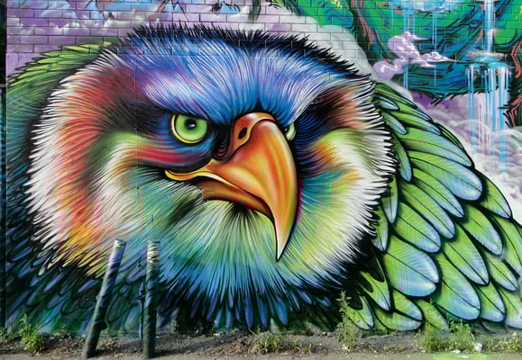 "Eagle" detail by Shalak, Montreal, Quebec. June 2013  (Rachel & Rue Hotel-de-Ville)