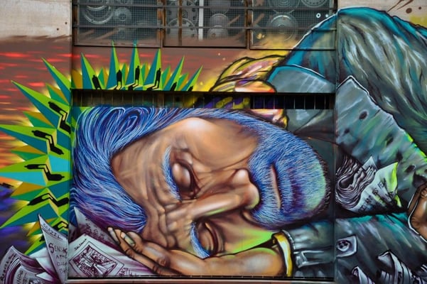 "Godimen" detail of mural by Shalak. Downtown, Sao Paulo, Brazil.  2012   (rua Conselheiro Nebias com rua Duque de Caxias, Centro)