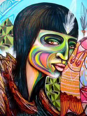 "Carnaval"  Detail of mural by Shalak. Sao Paulo, Brazil. 2013 (Rua Rodolfo Bardella & rua Parapua)