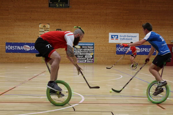 Einradhockey Schweizer Nationallmanschaft am Turnier in Möhrfelden