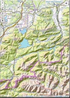 Verlauf der Isar von Scharnitz bis Bad Tölz