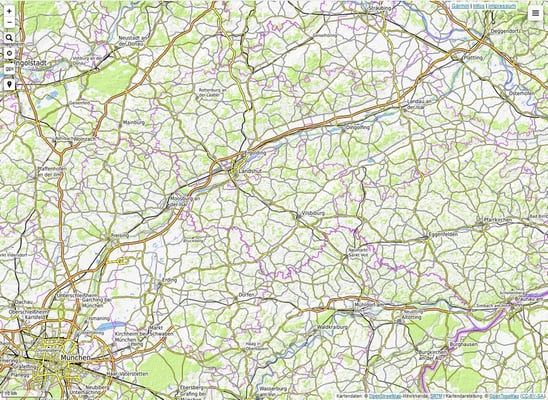 Verlauf der Isar von München bis Deggendorf