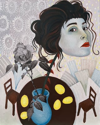 Rose,  Öl auf Leinwand, 40x50cm.