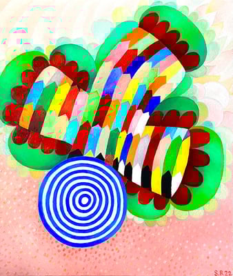 Flugkörper, 60 x 70 cm.Öl Acryl auf Leinwand,© Sonja Rieser