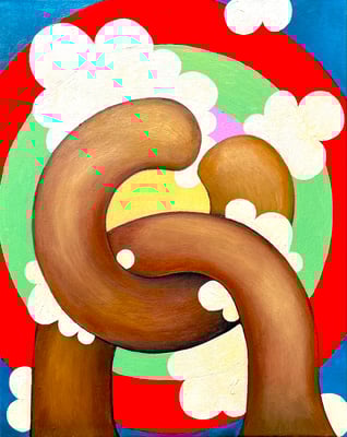 Popcorn,  40 x 50 cm. Öl Acryl auf Leinwand,© Sonja Rieser