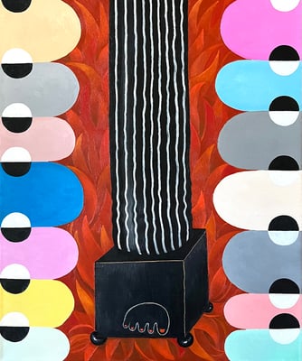 Klotz am Bein, 50 x 60 cm. Öl Acryl auf Leinwand,© Sonja Rieser