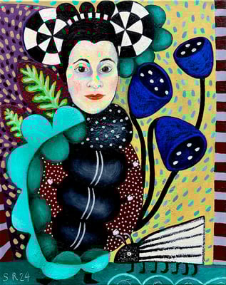 Käferfrau, 40x50 cm. Öl und Kreide auf Leinwand ©Sonja Rieser