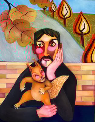 Jähzhörnchen, 70x90. Öl auf Leinwand, ©Sonja Rieser 2021