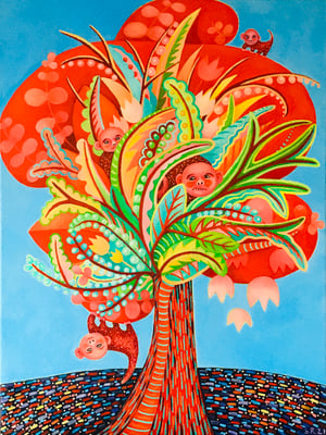 Tulpenbaum, Öl, Acryl auf Leinwand, 60x80cm. ©Sonja Rieser 2021/22