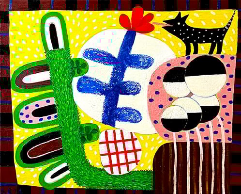 Nichts ist so wie es scheint, 40x50 cm. Öl und Kreide auf Leinwand ©Sonja Rieser 2024 VERKAUFT