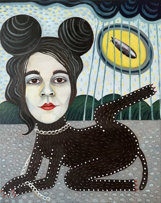 Kettenhund, Öl auf Leinwand, 40x50cm.