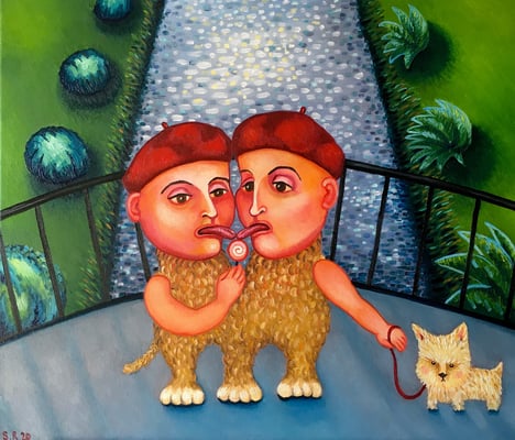 Natürlich teilen wir, 60x70 cm. Öl auf Leinwand, ©Sonja Rieser 2020 