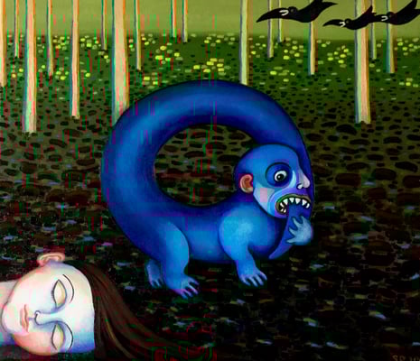 Schlechtes Gewissen, 70x90cm. Öl auf Leinwand, ©Sonja Rieser 2020