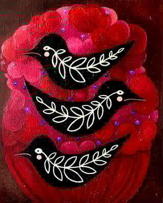 Vogelbaum, 40 x 50 cm. Öl auf Leinwand,© Sonja Rieser