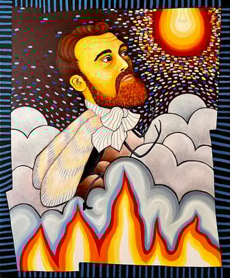 DIE maskuline Motte lässt sich leicht blenden. 50x60cm. Öl auf Leinwand 2025