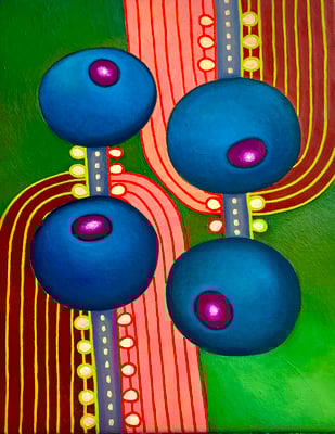 Blueberry,  40 x 50 cm. Öl Acryl auf Leinwand,© Sonja Rieser