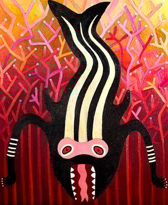 Addidasmolch, 50 x 60 cm. Öl Acryl auf Leinwand,© Sonja Rieser