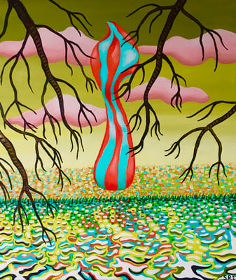 Verkauft. Baum am Fluss. Öl auf Leinwand, 60x70cm. ©Sonja Rieser 2021