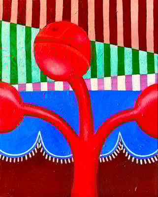 Hotellobby ,40 x 50 cm. Öl Acryl auf Leinwand,© Sonja Rieser