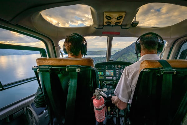 Cockpit Helikopterflug ab Buochs