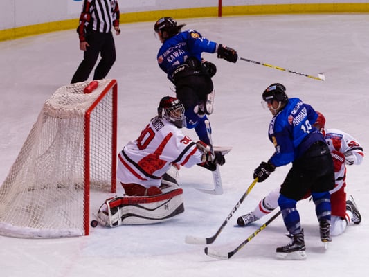 アイスバックス vs チャイナドラゴン: 河合選手のドライブからゴールを破ったがノーゴール