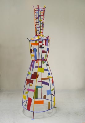 Woman II  2013, Acrylic on plaster and welded steel,  72 x 24 x 24.5" (Private collection)