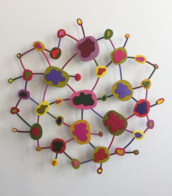 Flower Power 2014,  Acrylic on paper and welded steel, diameter 19" (Private collection)