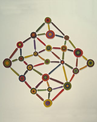 Shoots, 2013, Acrylic on welded steel, 39 x 40 x 1" (Private collection)