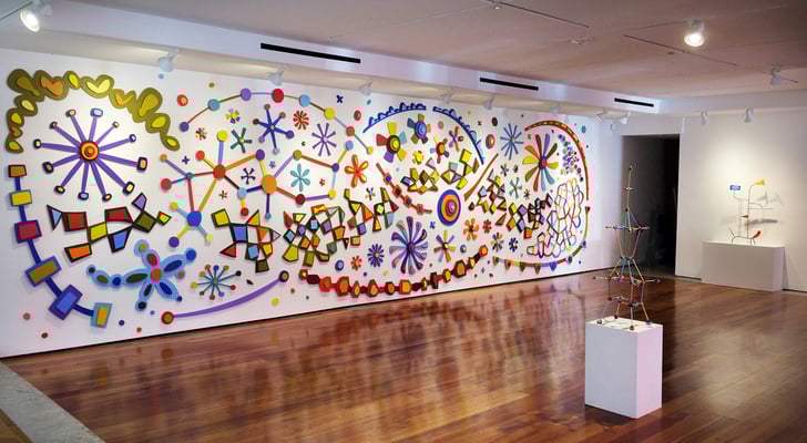 Step Right Up 2018, Acrylic on MDF.  9' x 34' x 3" 