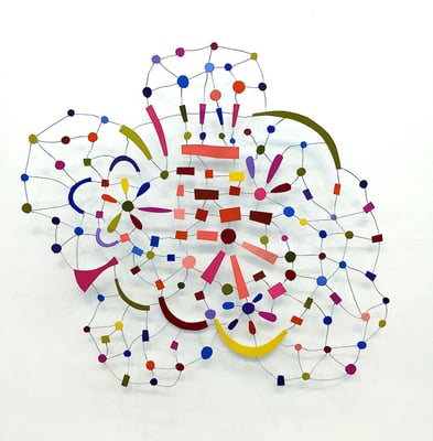 !!!! 2015 23 x 24 x 2"   Acrylic on paper and wire (Private collection)