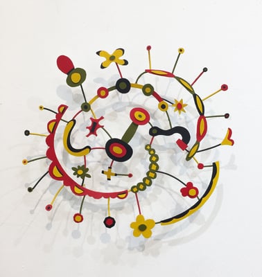 Rasta 2018, Acrylic on steel and paper  15 x 15 x 2"  (Private collection)