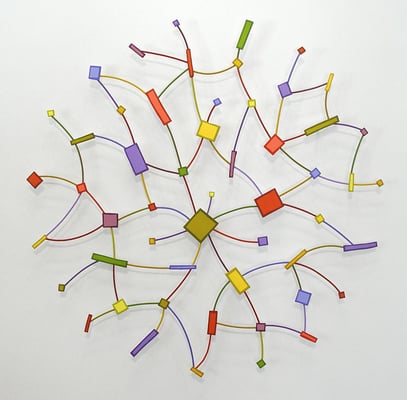 One Hundred 2014, Acrylic on welded steel, 30 x 30 x 1" (Private collection)