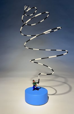 Twister, 2024,  Acrylic on steel, wood, epoxy. 17 x 8 x 8” (Private collection)