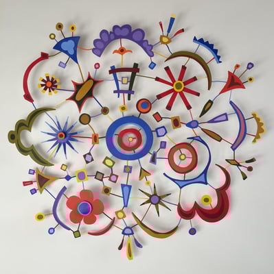 Five and Ten 2018, Acrylic on welded steel  29 x 30 x 3" (Private collection)