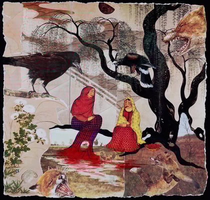 "¿Todo bien? Sí, sí, todo bien" - Serie Los Miedos - 47 x 47 cm - Collage - 2009