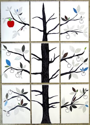 "Sos lo único que veo" (políptico) - Serie El Bien y el Mal - 59 x 42 cada módulo - Collage - 2016