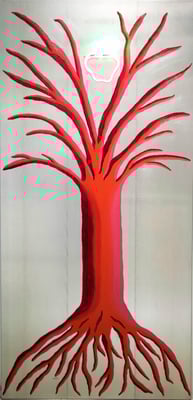 "Irresistible" - Serie El Bien y el Mal - 232 x 112 cm - Plancha de aluminio, óleos, neón - 2017