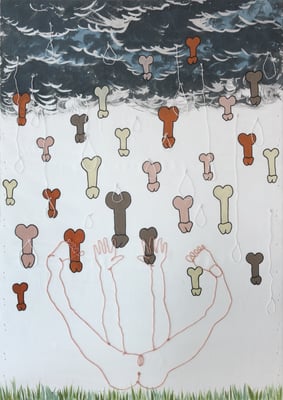 "¡Que llueva, que llueva!" - Serie Sexopatías - 49 x 35 cm - Técnica mixta - 2014