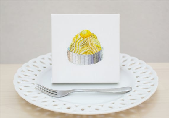 おやつシリーズ「モンブラン」10×10cm、刺繍