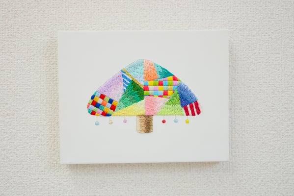 「tree」14×18cm、刺繍