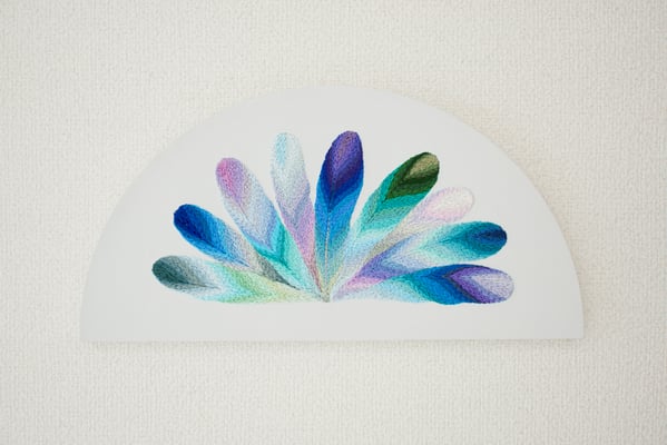 「群青」20×40cm、刺繍、アクリル