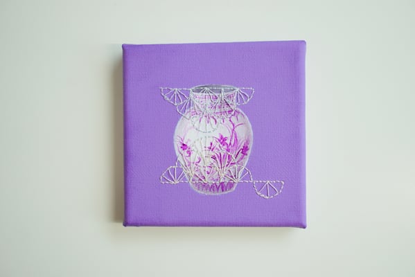 「レースI」10×10cm、刺繍、アクリル