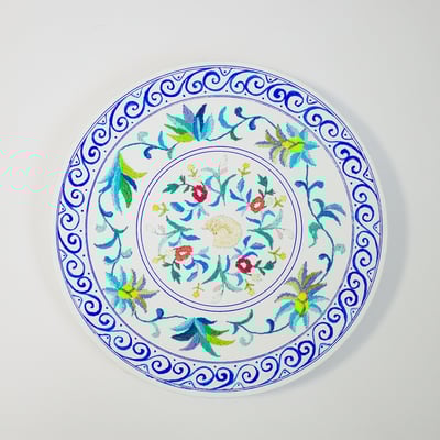 「みんな夢をみている」φ20cm、刺繍、アクリル