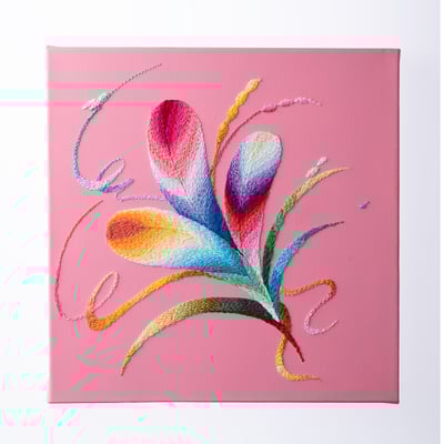 「ブーケ」30×30cm、刺繍、アクリル