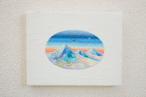 「escape」14×18cm、刺繍、アクリル