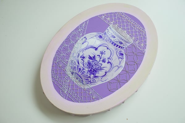 「ベールⅡ」18×25cm、刺繍、アクリル